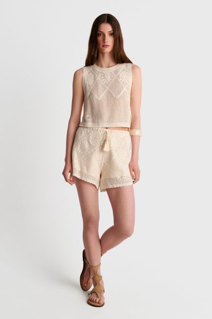 Boho knitted shorts - White