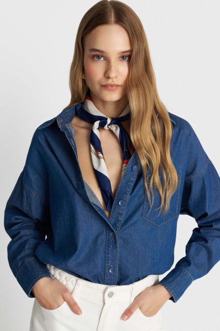 Denim shirt with pocket - Blue