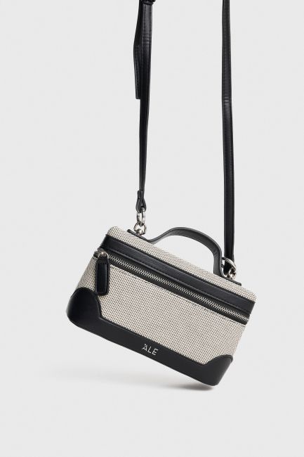 Crossbody bag with a combination of materials - Beige