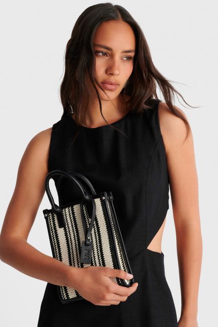 Striped handbag - Black