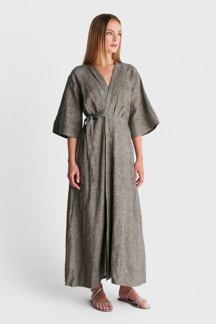 Linen maxi dress - Grey