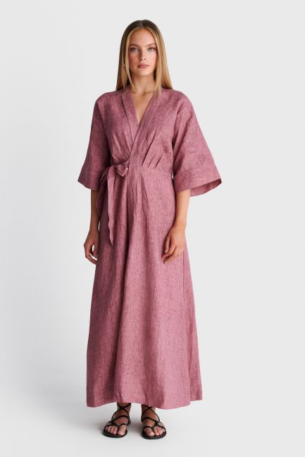 Linen maxi dress - Red