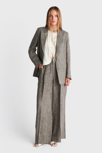 Linen blazer in straight fit - Grey