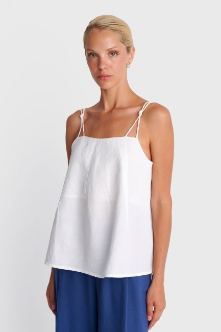 Relaxed-fit top with thin straps - White