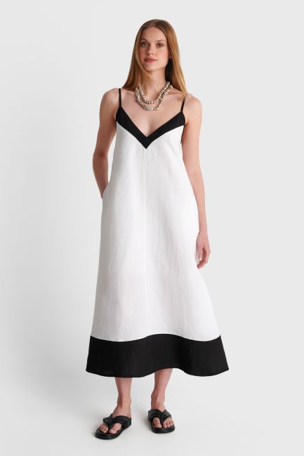 Two-tone maxi dress - White
