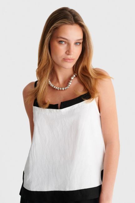 Two-tone camisole top - White