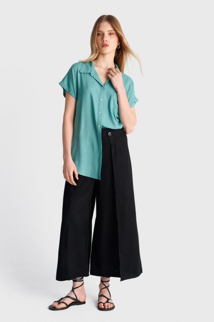 Long shirt with short sleeves - Green