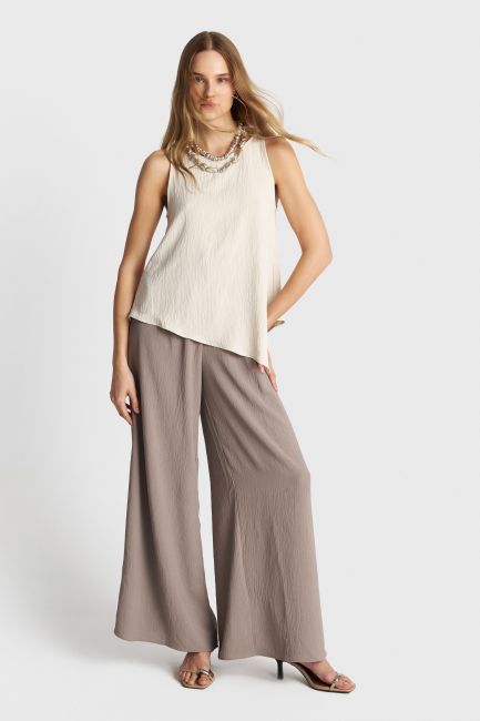 Asymmetrical sleevless top - Beige