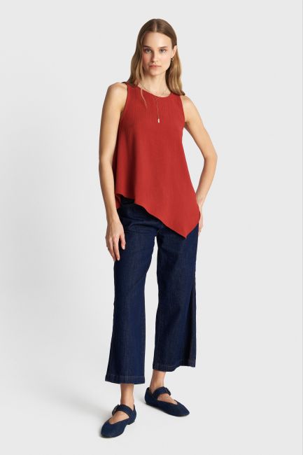 Asymmetrical sleevless top - Orange