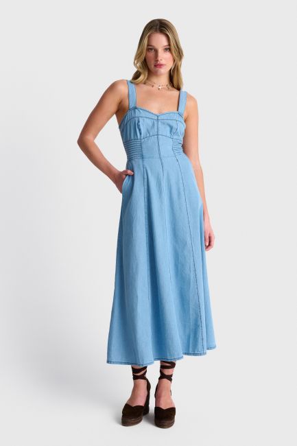 Denim-style midi dress - Blue
