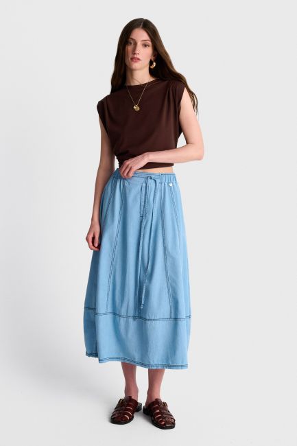 Denim-style midi skirt - Blue