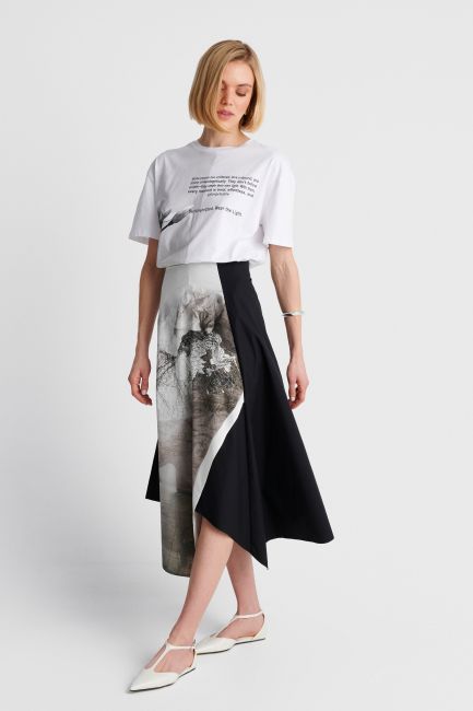 Short sleeve top with lettering - White