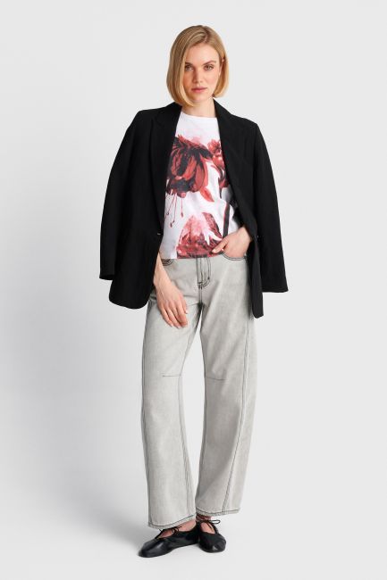 Short sleeve printed top - White