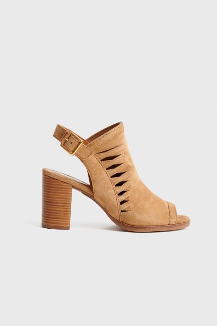 Suede heeled sandal - Brown
