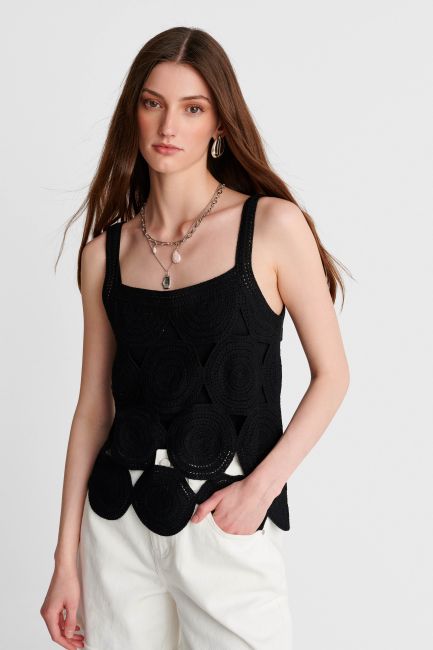 Knitted top with matching camisole - Black