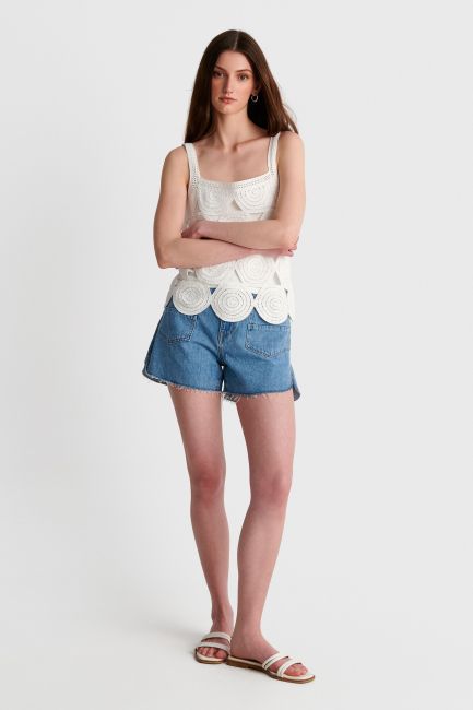 Knitted top with matching camisole - White