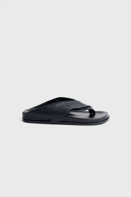 Leather flat sandal - Black