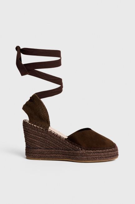Platform espadrilles with tie-up - Brown