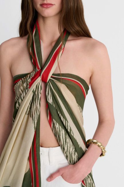 Tropical-print foulard - Green