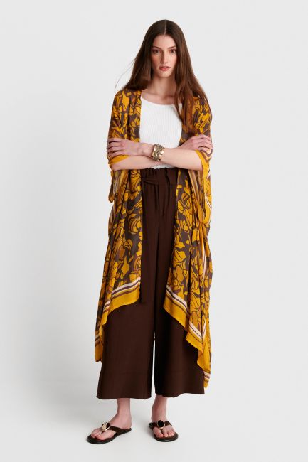 Long patterned kimono - Yellow