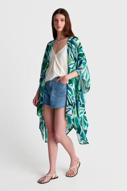 Printed kimono - Brown