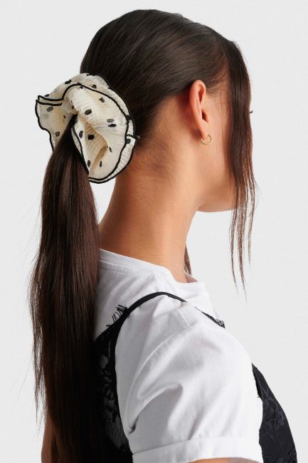 Polka dot scrunchie - Beige