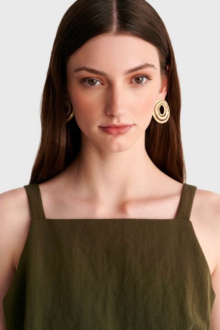 Gold geometric statement earrings - Gold