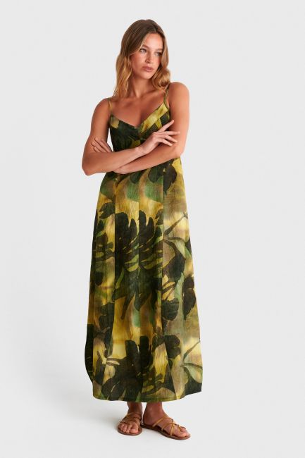 Maxi dress with tropical print - Multicolor