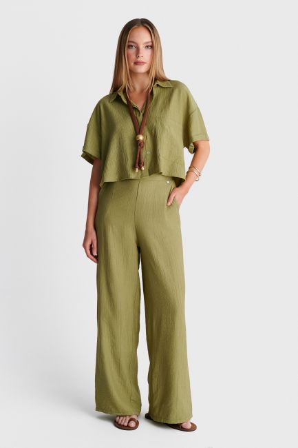 Loose pants with elastic back - Green