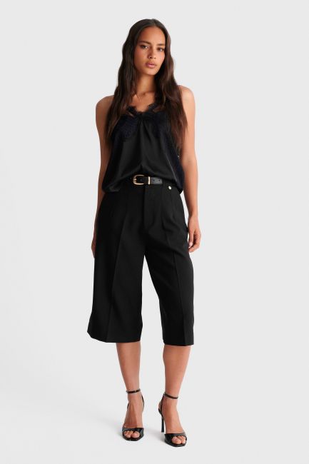 Satin top with lace - Black