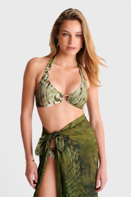 Printed bikini with gold detail - Green