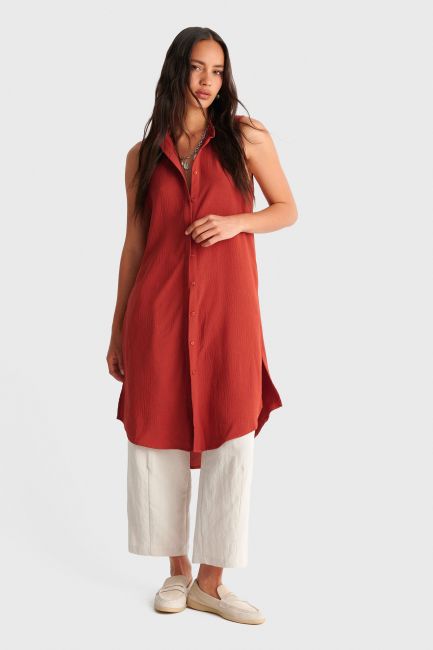 Long sleeveless shirt - Orange