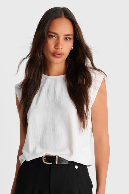 Sleeveless top in monochrome - White