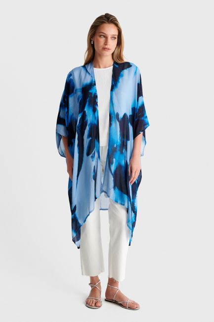 Kimono with abstract print - Blue
