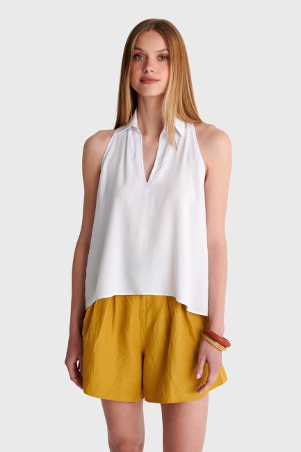 Sleeveless top with open back - White