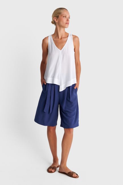 Asymmetric sleeveless top - White