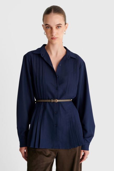 Shirt with pleats - Blue