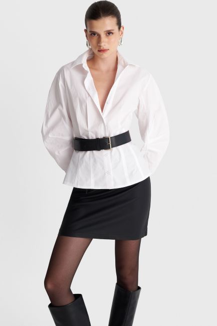 Shirt with matching belt - White