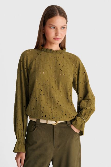 Broderie anglaise lace top - Green