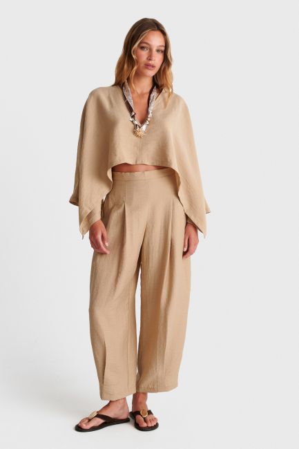 Trousers with pleats - Beige