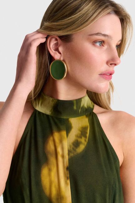 Metal earrings - Green
