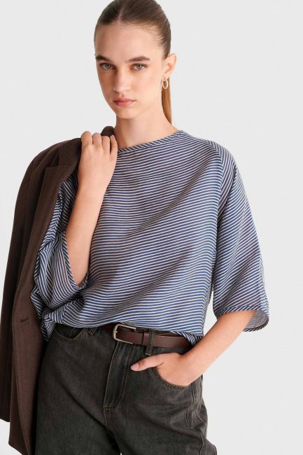 Short-sleeve striped top - Multicolor