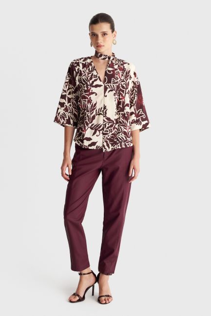 Tunic with floral print and 3/4 sleeves - Multicolor