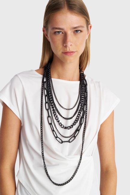 Layered chain necklace - Black