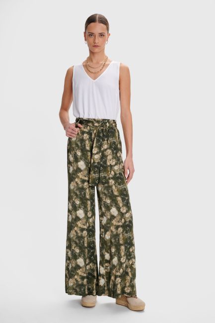 Floral-print culottes in satin effect - Multicolor