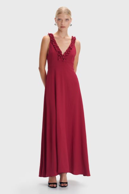 Detailed-neckline dress - Red