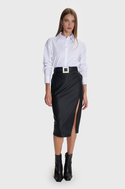 Side-shirred shirt - White