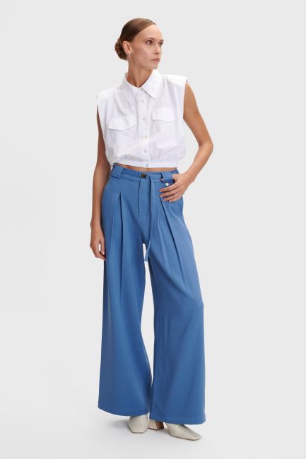Belted suit trousers - Blue