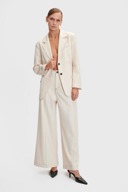 Contrast-stitching blazer - Beige