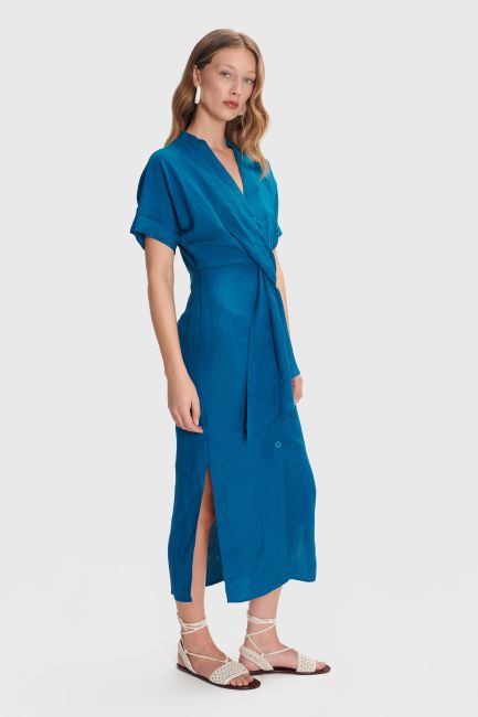Asymmetrical linen dress - Blue